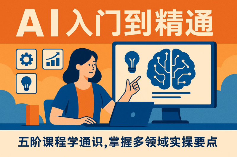 AI 入门到精通,五阶课程学通识,掌握多领域实操要点-精品资源站