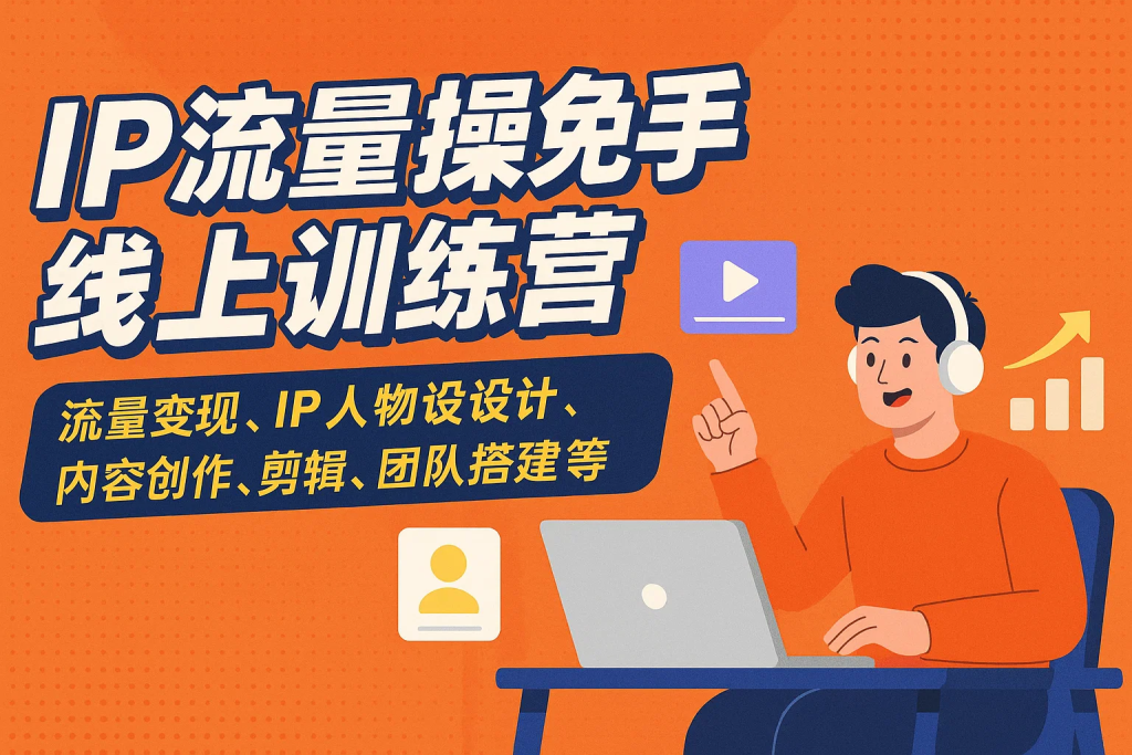 IP流量操盘手线上训练营，流量变现、IP人物设计、内容创作、剪辑、团队搭建等-精品资源站