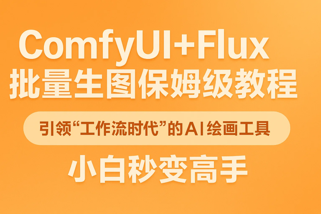 ComfyUI+Flux批量生图保姆级教程，引领“工作流时代”的AI绘画工具，小白秒变高手-精品资源站