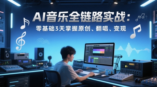 AI音乐全链路实战变现课：零基础3天掌握原创、翻唱、变现-精品资源站