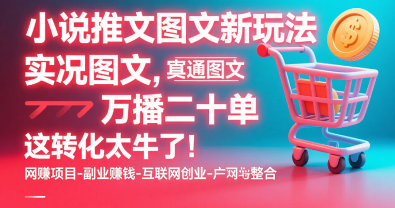 小说推文图文新玩法，实况图文，万播二十单，这转化太牛了！-精品资源站
