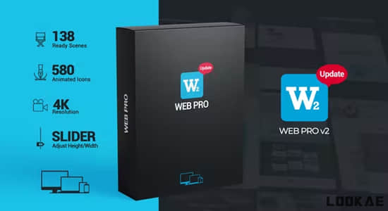 网站客户端页面展示介绍宣传动画AE模板 Web Pro v2-精品资源站
