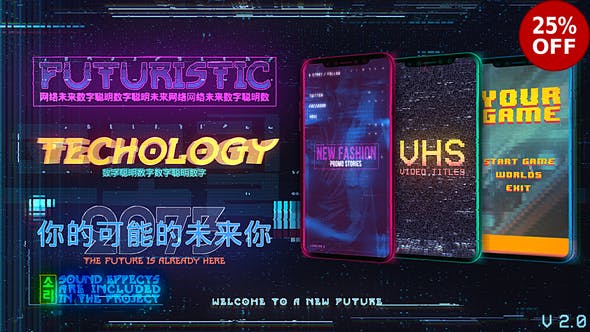AE模板-科技感能量文字标题动画 Cyberpack Titles Stories-精品资源站