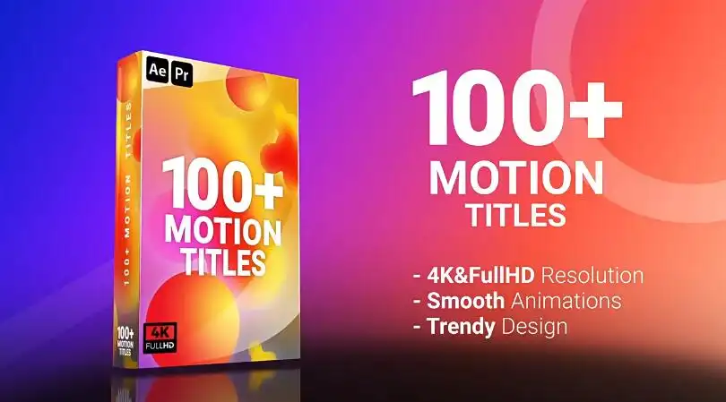 AE/PR模板 100个现代文字标题动态排版效果动画 Motion Titles