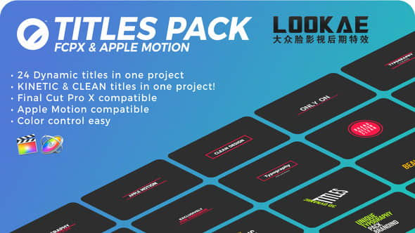 FCPX插件：24个简洁文字标题排版动画 Titles Pack 4K-精品资源站