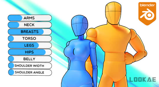 人体三维模型创建生成Blender插件 Adjustable Mannequin V1.1-精品资源站