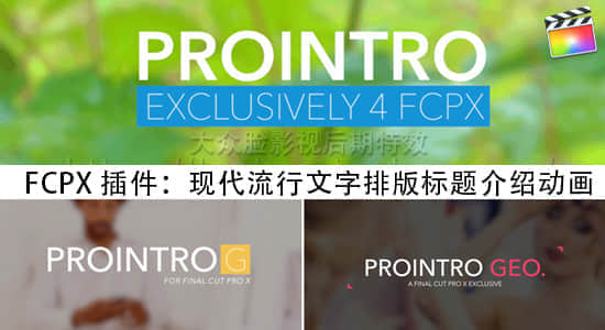 FCPX插件-30种现代流行文字排版标题介绍动画 ProIntro Geometric-精品资源站
