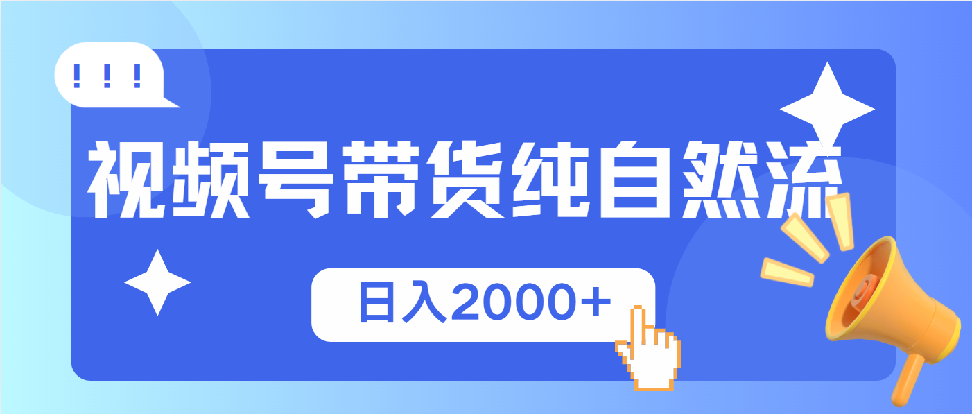 视频号带货，纯自然流，起号简单，爆率高轻松日入2000+-精品资源站