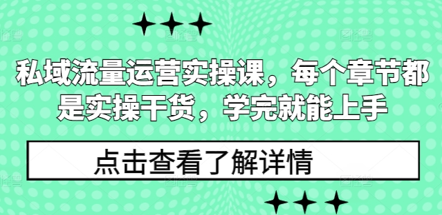 私域流量运营实操课，每个章节都是实操干货，学完就能上手-精品资源站