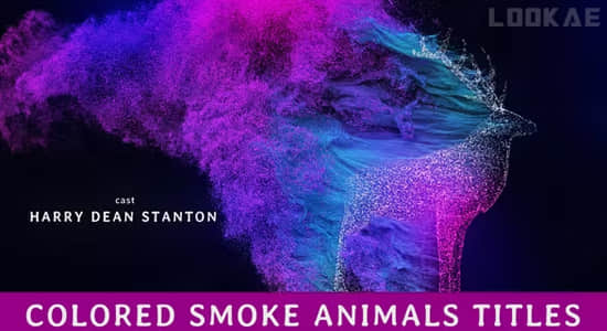 彩色烟雾粒子动物发散文字标题动画AE模板 Colored Smoke Animals Titles-精品资源站