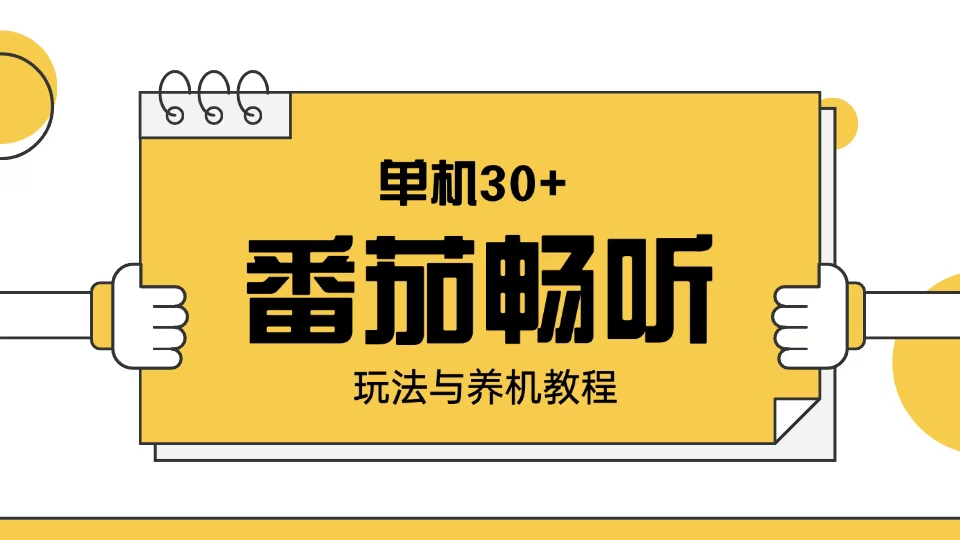 番茄畅听玩法与养机教程：单日日入30+。-精品资源站