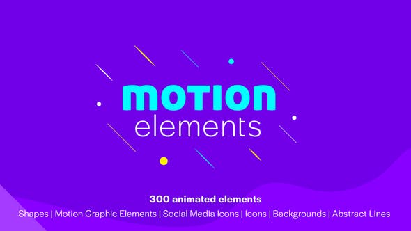 AE模板-300种社交媒体背景线条图标运动图形MG动画包 Motion Elements-精品资源站