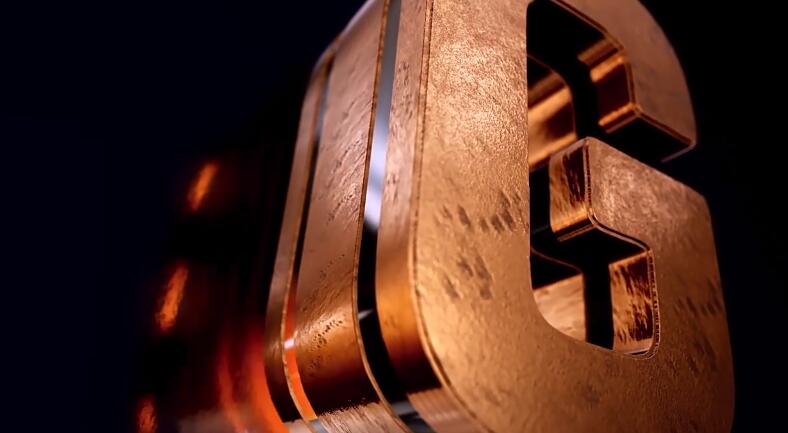 AE模板 金属质感三维立体拉伸LOGO标志片头 Metal Copper Dirty Logo Reveal