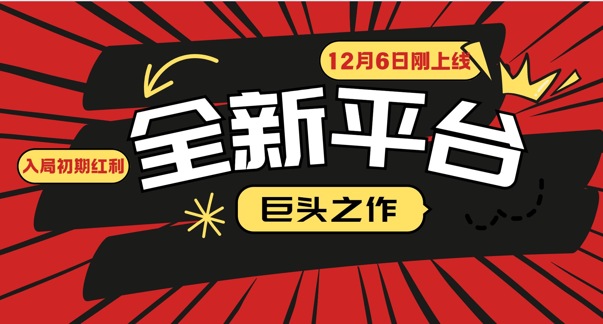 （13696期）又一个全新平台巨头之作，12月6日刚上线，小白入局初期红利的关键，想…-精品资源站