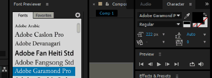 AE插件：字体效果快速预览管理工具  Aescrips Font Previewer v1.0 Win