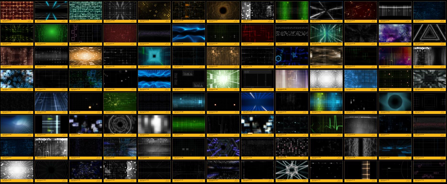 4K视频素材 106个科技感粒子线条网格特效叠加动画 Grid Overlay FX