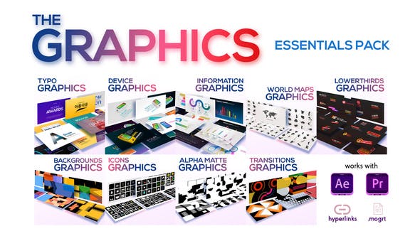 AE/PR模板-700个现代时尚文字标题排版设计背景图标图形动画 The Graphics Essentials Pack-精品资源站