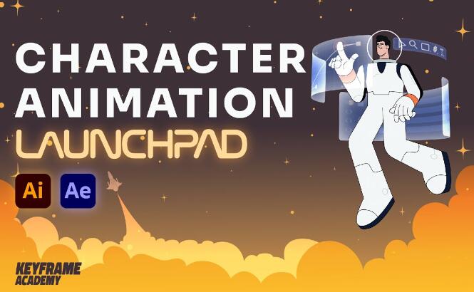 AE教程 卡通人物角色动作绑定MG动画制作 Character Animation Launchpad-精品资源站