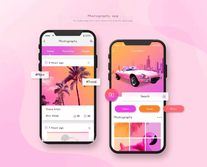 UI界面时尚购物APP单页风格展示PS模版设计素材图