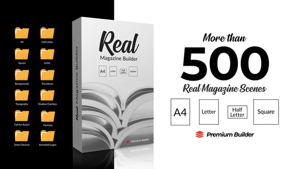 AE脚本/模板-500种真实三维书籍杂志图文排版介绍宣传册动画 Real Magazine Builder for Element 3D-精品资源站