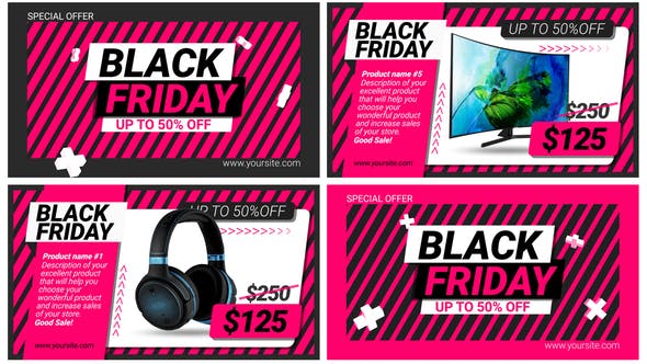 AE模板-黑色星期五网店商城打折促销特卖会包装展示 Black Friday Sale-精品资源站