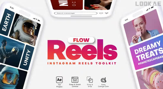 AE模板-竖屏多画面分屏拼贴图文介绍展示动画 ReelsFlow-精品资源站