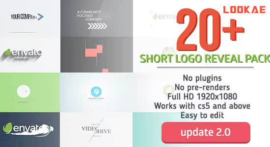 AE模板-20组创意简洁图形动画LOGO标志片头 Short Logo Reveal Pack-精品资源站