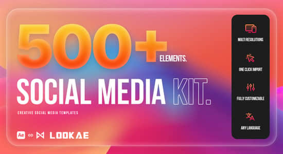 AE脚本模板-500种社交媒体竖屏排版设计宣传海报封面动画预设 Social Media Kit-精品资源站