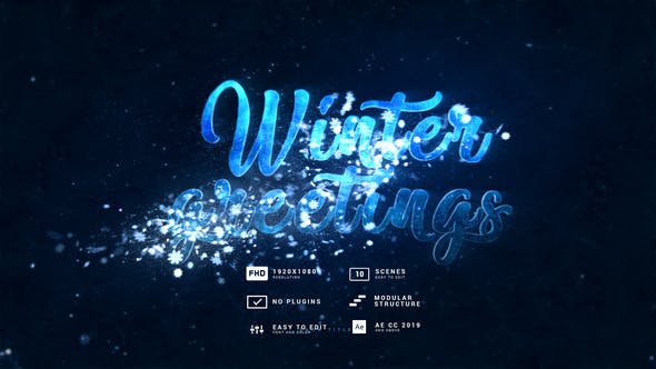 AE模板-唯美大气雪花粒子文字标题开场动画 Snowflakes Titles-精品资源站