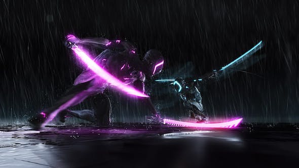 AE模板-机器人忍者战斗LOGO标志展示片头 Cyborg Ninja Battle Logo-精品资源站