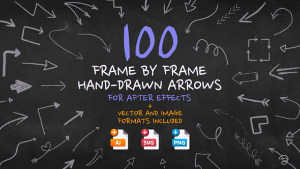 AE/PR模板-100种手绘卡通定格箭头动画 Frame By Frame Hand Drawn Arrows-精品资源站