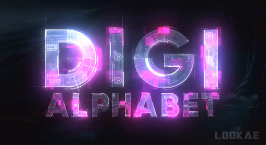 AE模板-科技赛博朋克风格字母数字动画工具包 Techno Digital Animated Alphabet-精品资源站