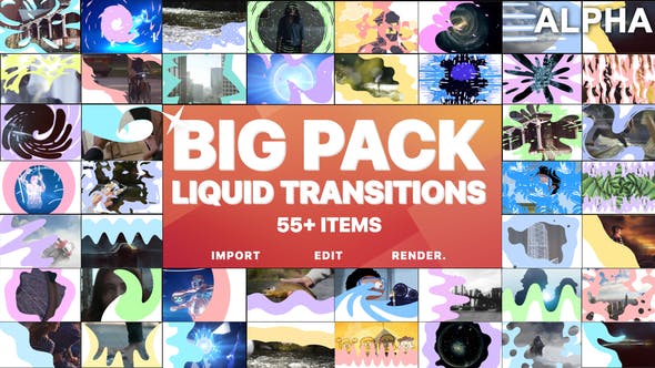 视频素材-55个卡通水流液体MG运动图形转场4K视频 Liquid Transitions Big Pack-精品资源站