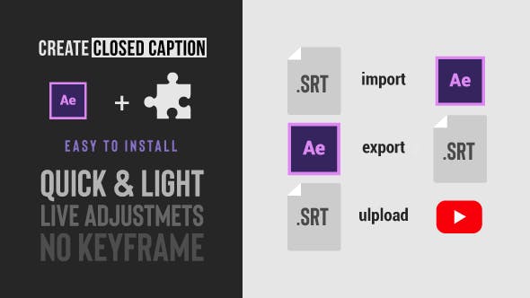 AE脚本-导入导出SRT字幕文件创建修改工具 Social Media Video Captions Import & Export SRT files from After Effects V2-精品资源站