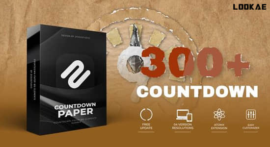 AE脚本-300种创意复古贴纸倒计时动画预设 Countdown Paper-精品资源站