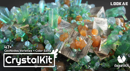 Blender插件-逼真水晶生长场景资产预设 Crystal Kit – 3D Asset Kit v1.2+使用教程-精品资源站