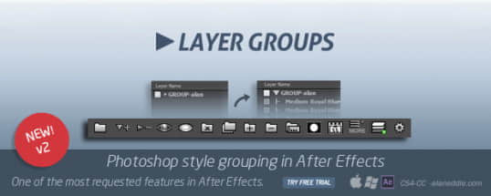 AE脚本：仿PS图层管理窗口脚本 Aescripts Layer Groups v2.20 ＋ 使用教程-精品资源站