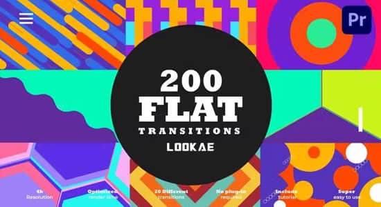 AE/PR模板-200组扁平化彩色MG图形转场动画 Flat Transitions Pack-精品资源站