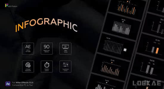 90组信息数据统计柱状图走势图形动画AE模板 Infographic Bar-精品资源站