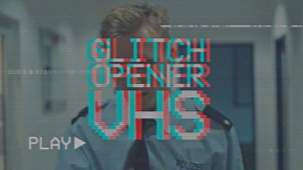 Premiere模板-复古老录像带信号像带干扰图文展示效果PR片头 Glitch Opener VHS-精品资源站