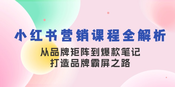 小红书营销课程全解析，从品牌矩阵到爆款笔记，打造品牌霸屏之路-精品资源站