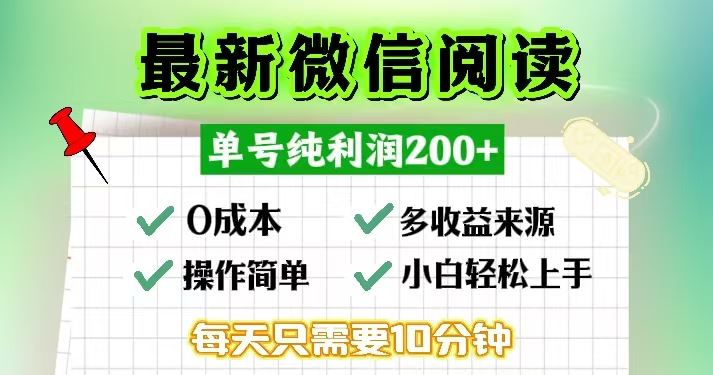 （13108期）微信阅读最新玩法，每天十分钟，单号一天200+，简单0零成本，当日提现-精品资源站