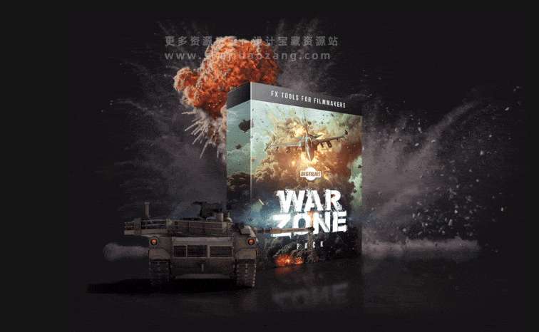 4K战争特效视频素材战斗机直升机坦克装备导弹炮击:BigFilms – WARZONE Pack