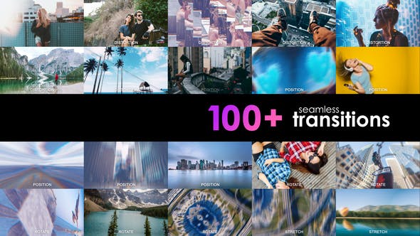 AE模板-100种视频无缝转场过渡预设 Seamless Transitions-精品资源站