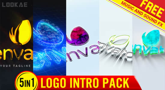 AE模板-5组LOGO标志演绎展示片头动画 Logo Intro Mega pack-精品资源站