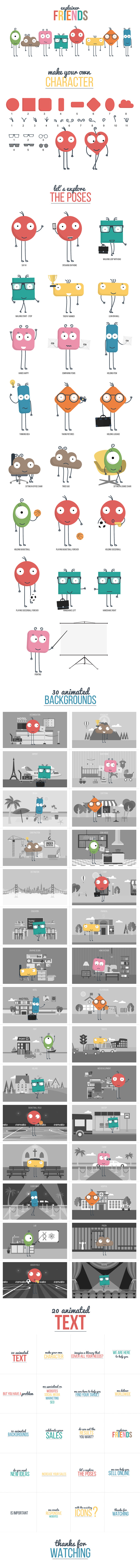 Premiere预设-1000个可爱卡通小人解说场景图标MG动画PR预设 Explainer Friends-LookAE.com Premiere预设-1000个可爱卡通小人解说场景图标MG动画PR预设 Explainer Friends