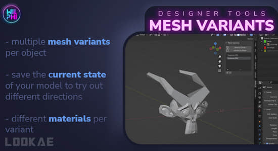 三维模型对象无限网格变体Blender插件 Designer Tools: Mesh Variants V1.0.0-精品资源站