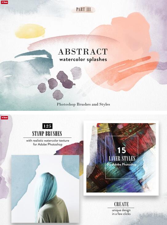 PS笔刷 1309款水彩艺术画手绘背景纹理插画 All Photoshop Stamp Brushes Bundle