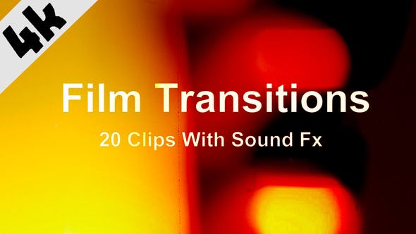 4K视频素材-20个电影胶片灼烧刮痕炫光转场动画素材 Film Transitions-精品资源站