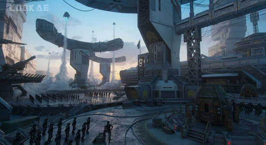 Blender预设-未来科幻军事基地战争防御建筑3D模型库 Future Warfare + Textures-精品资源站